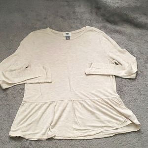 💛5 for $20💛BNWOT Old Navy Cream Long Sleeve Peplum Top